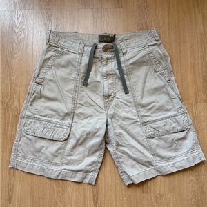 Abercrombie & Fitch Men's Tan Cargo Shorts with Gray Drawstring